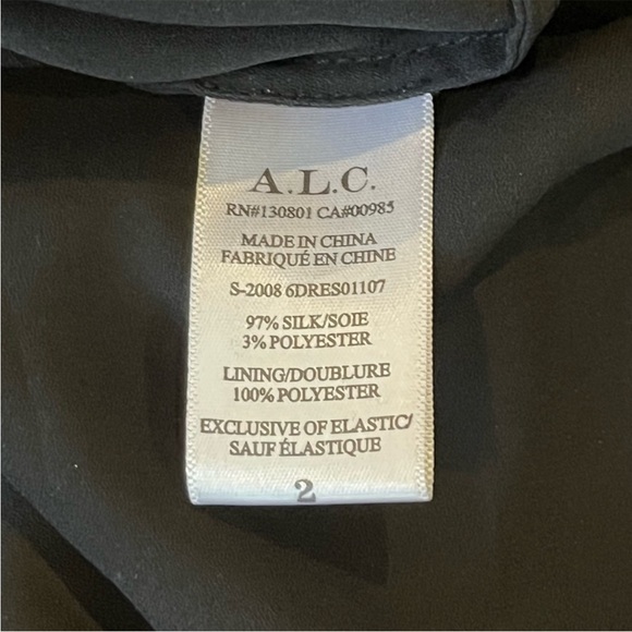 NWOT A.L.C. Bardot Silk Dress in Black and Red Multi - Picture 8 of 9